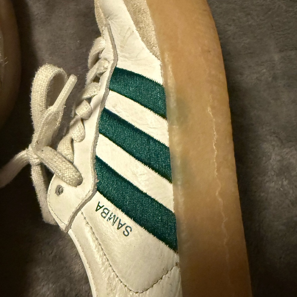 adidas Samba Platform Sneakers White with Dark Green and Gum Sole - Picture 11 of 12